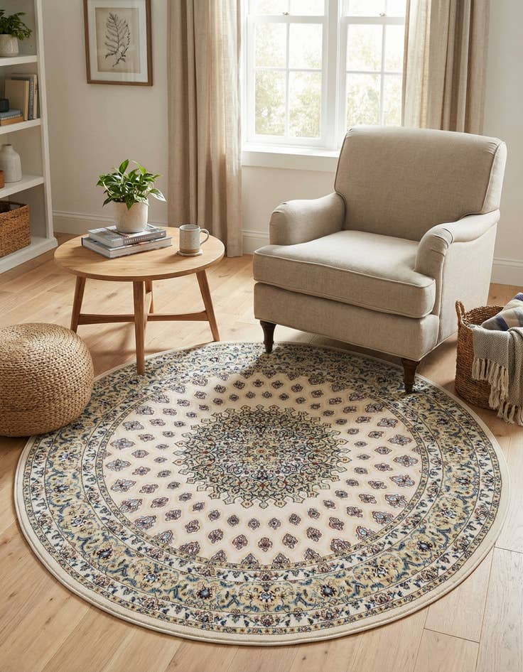 Detail image of 5' 3 x 5' 3 Nain Design Round Rug