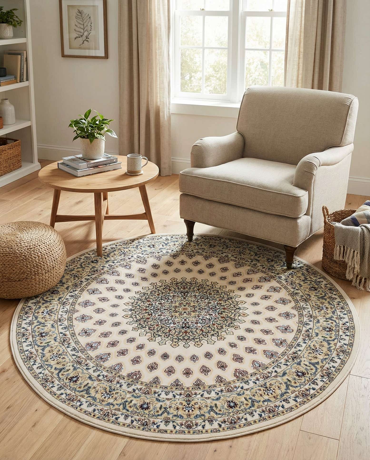 5' 3 x 5' 3 Nain Design Round Rug