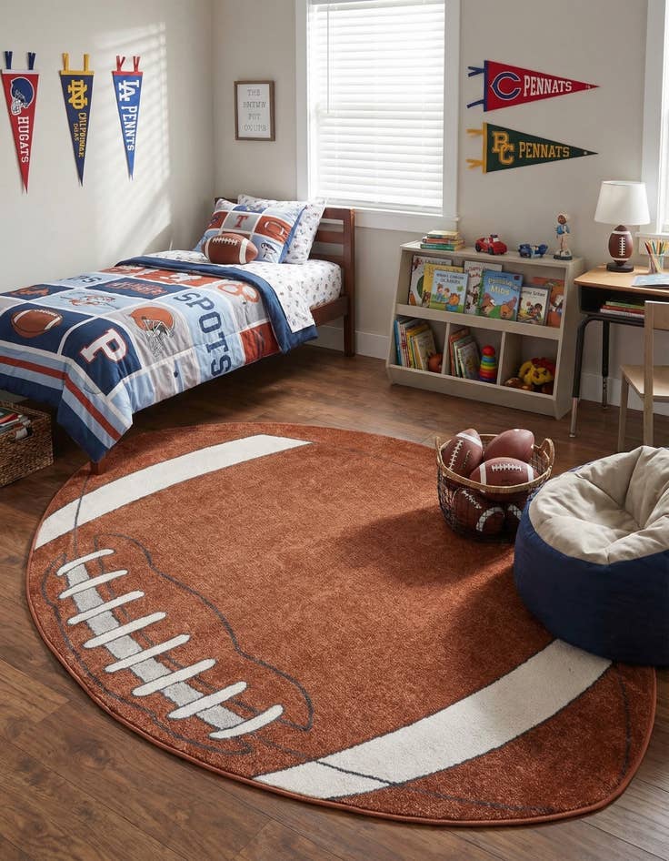 Detail image of 4' x 6' Sports Washable Oval Rug
