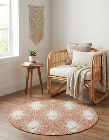 Rust Red Boho Round Rug
