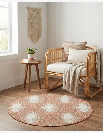 Rust Red Boho Round Rug