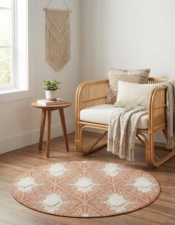 Rust Red Boho Round Rug