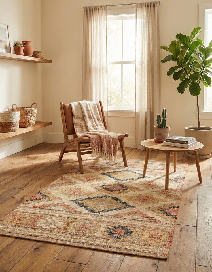 Detail image of 4' 1 x 6' 1  Hand Woven Kilim Jute Rug