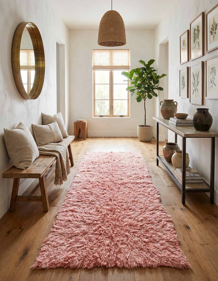 Detail image of 4' 2 x 8' 2 Hand Knotted Moroccan Wool Runner Rug