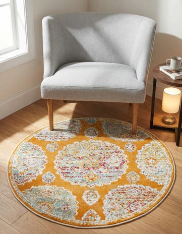 Orange Paragon Round Rug