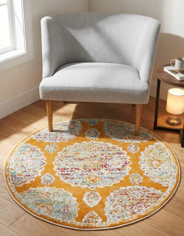 Orange Paragon Round Rug