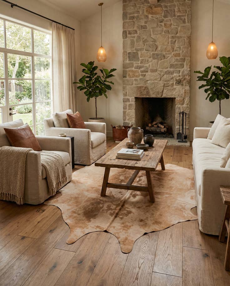 Detail image of 6' 2 x 6' 6 Cowhide Leather Square Rug