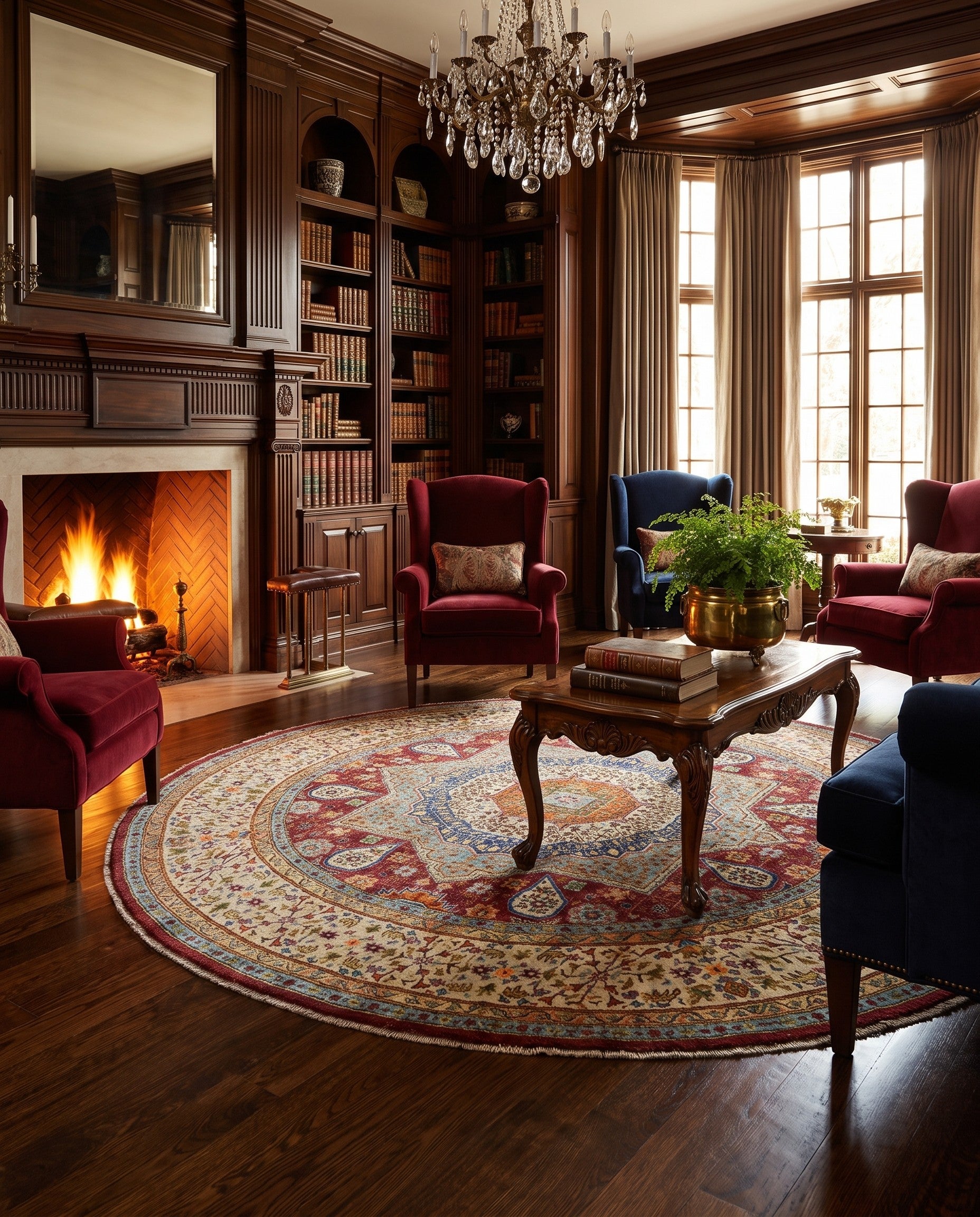 6' 3 x 6' 6 Hand Knotted Mamluk Ziegler Round Rug