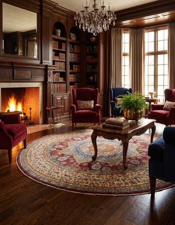 6' 3 x 6' 6 Hand Knotted Mamluk Ziegler Round Rug
