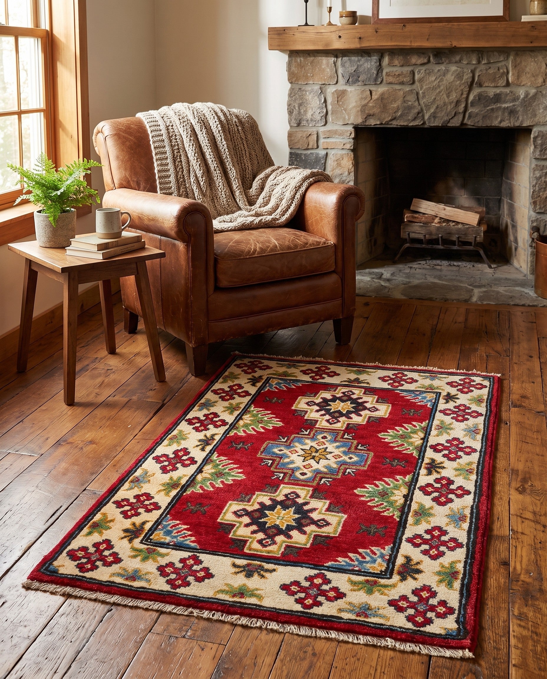 2' x 3' 1 Hand Knotted Kazak Rug