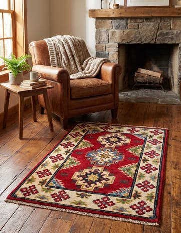 2' x 3' 1 Hand Knotted Kazak Rug
