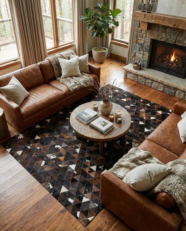 Detail image of 5' x 7' 9 Cowhide Stocks Rug