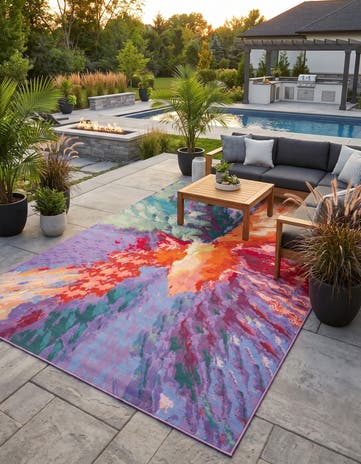 10' x 15' 9 Easy-Clean Modern Indoor / Outdoor Rug