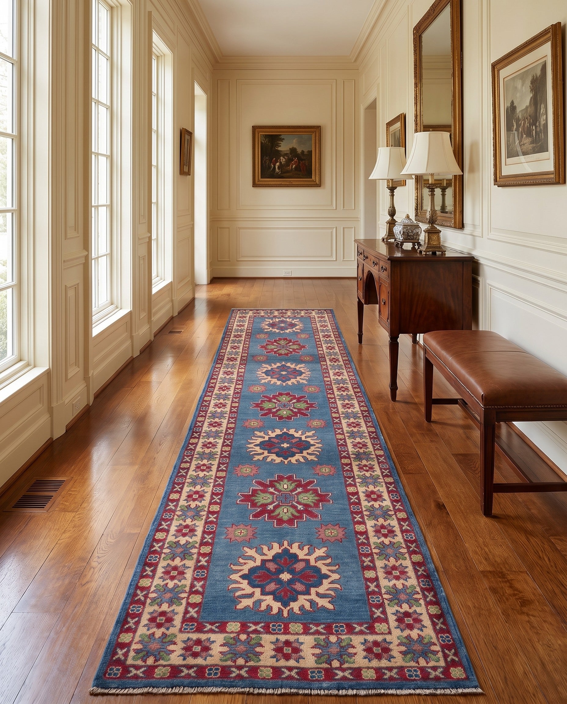 85cm x 285cm Hand Knotted Kazak Runner Rug