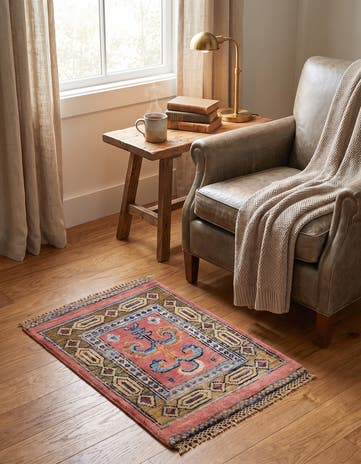 1' 4 x 2' Hand Knotted Ziegler Rug