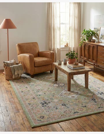 Light Green Kamala Washable Rug