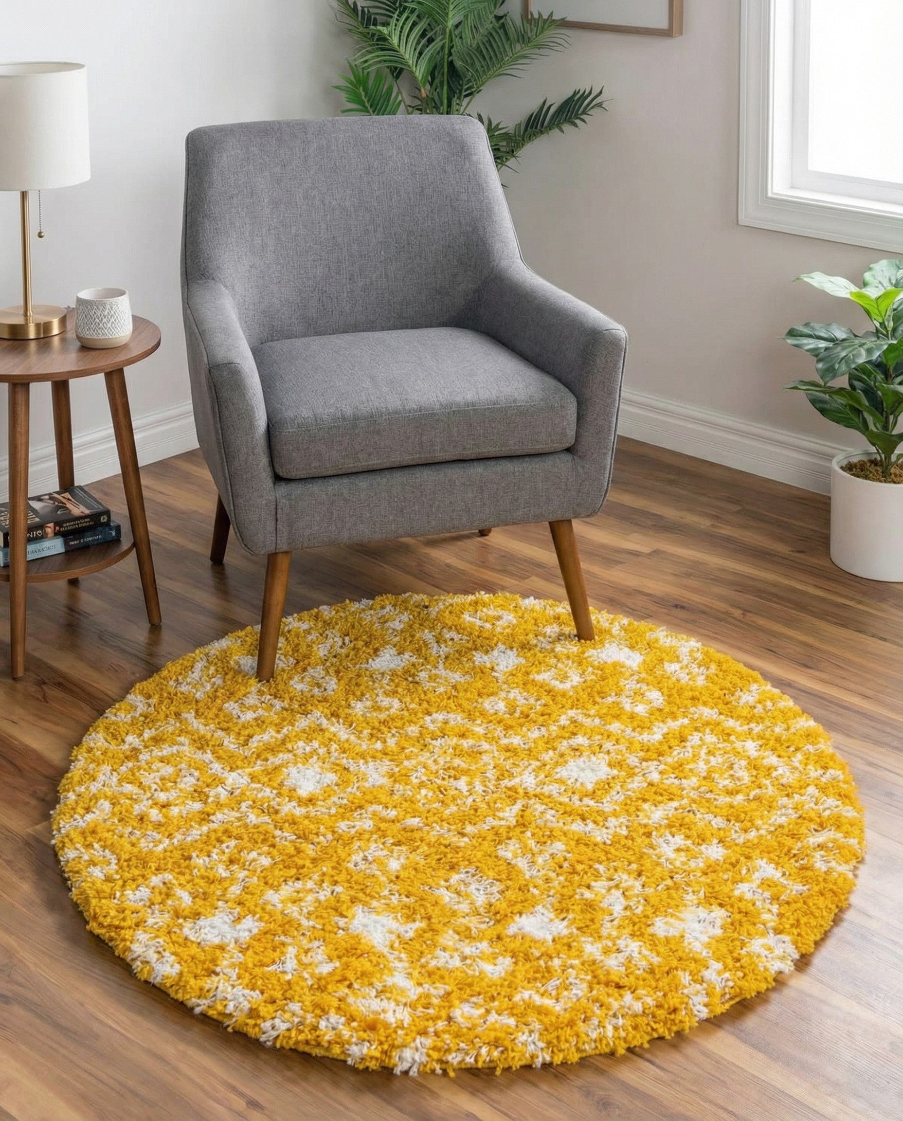 3' x 3' Moroccan Trellis Shag Round Rug