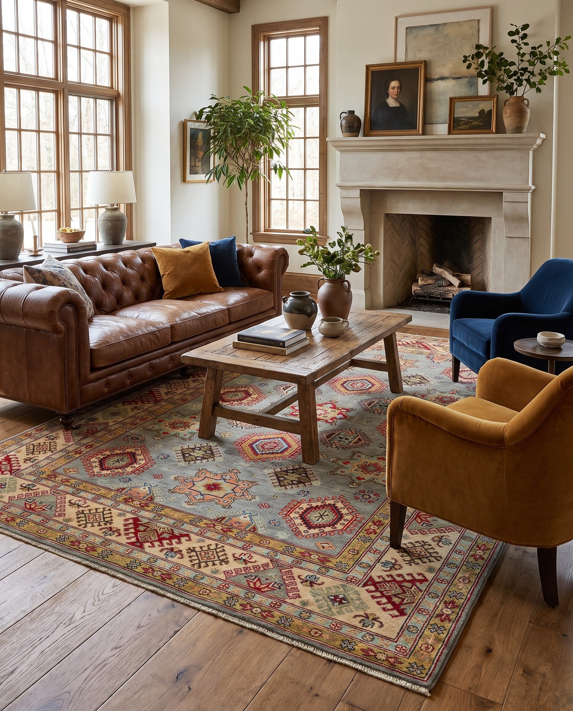 6' 10 x 9' 8 Hand Knotted Kazak Rug