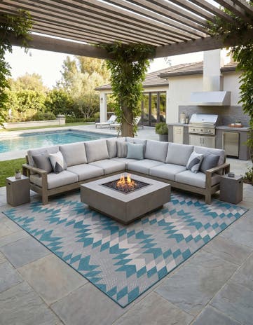 13' x 13' Easy-Clean Modern Indoor / Outdoor Square Rug