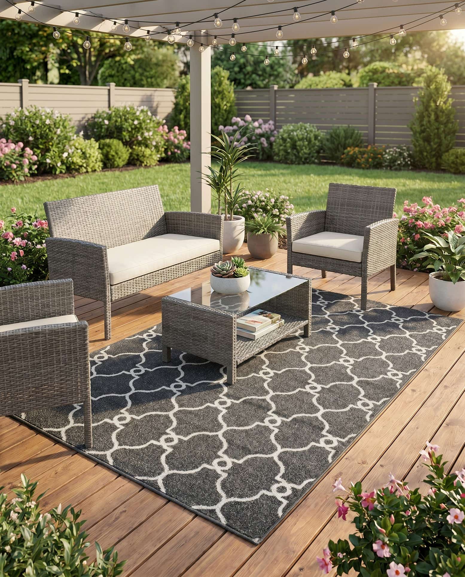 5' x 8' Easy-Clean Trellis Indoor / Outdoor Rug