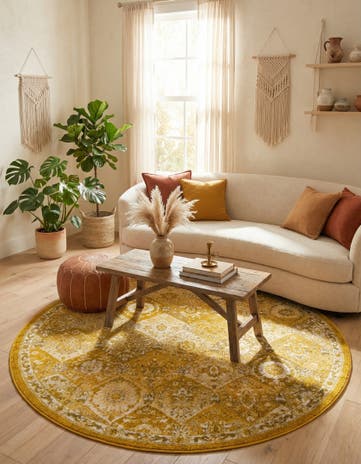 Yellow Madeline Round Rug