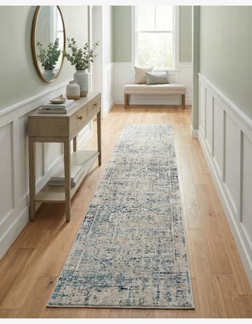 Ivory and Blue Finsbury Runner Rug