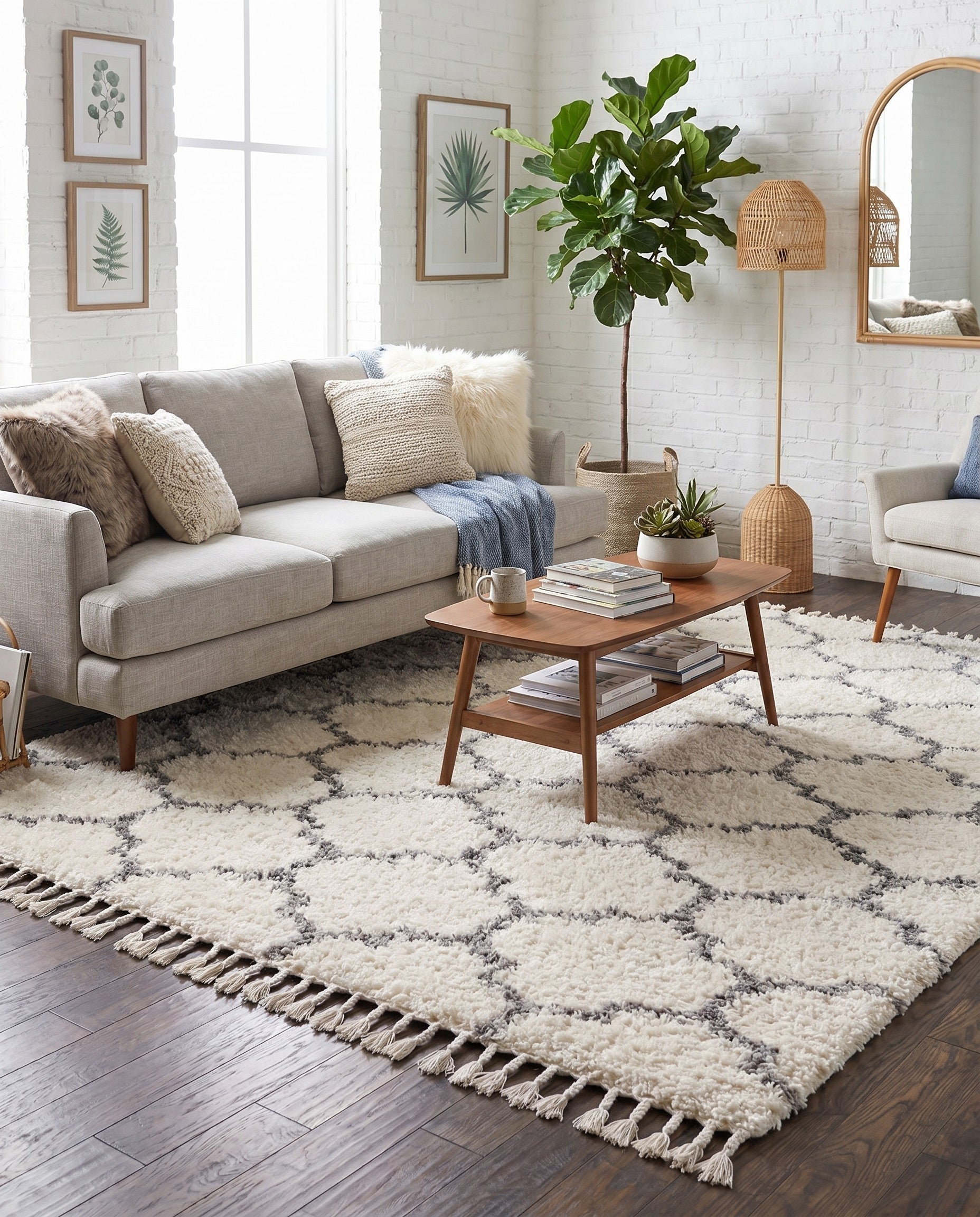 Ivory Athena Shag Square Rug