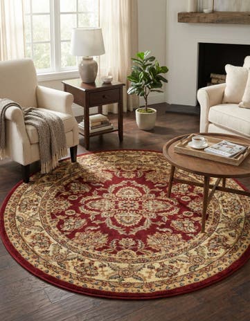 Red Aditi Round Rug