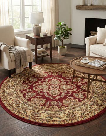 Red Aditi Round Rug