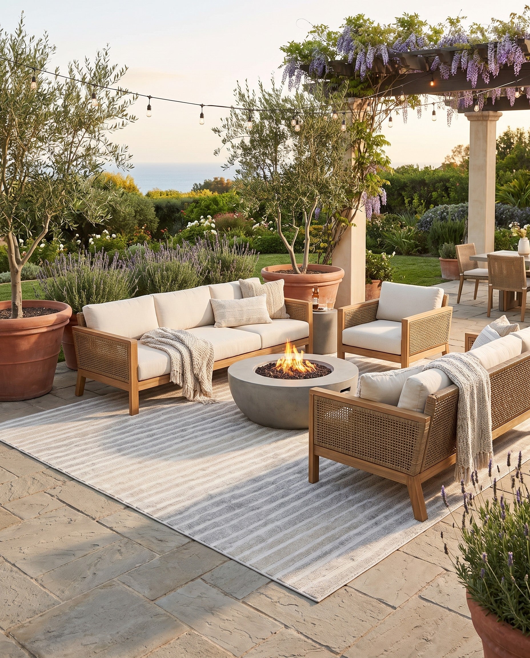 Light Gray Easy-Clean Sabrina Soto Ola Indoor / Outdoor Rug