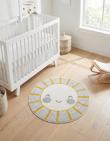 3' 3 x 3' 3 Sun Whimsy Kids Round Rug