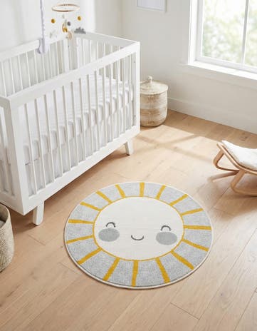 3' 3 x 3' 3 Sun Whimsy Kids Round Rug
