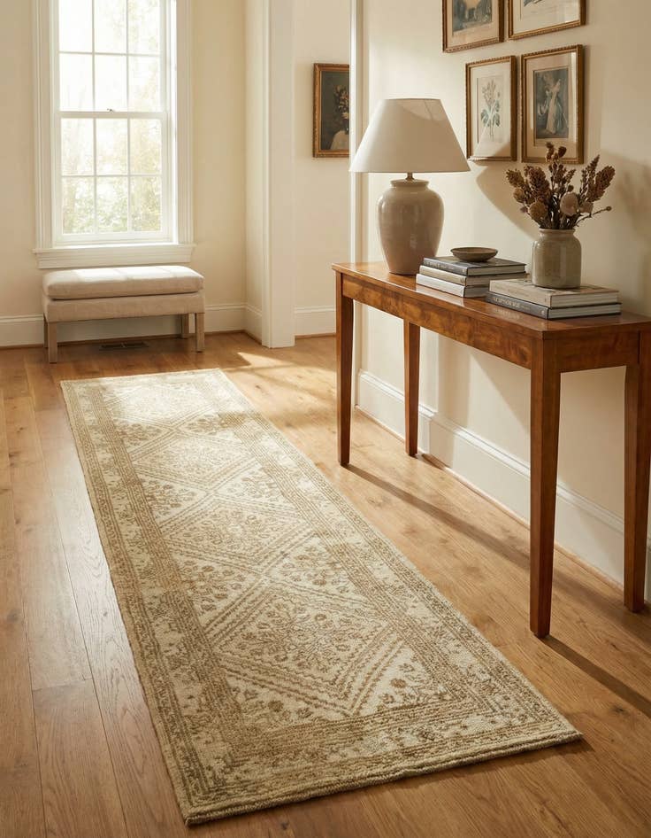 Detail image of 2' 6 x 10' 3 Hand Knotted Oushak Wool Runner Rug