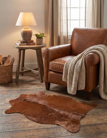1' 8 x 2' 7 Cowhide Leather Rug