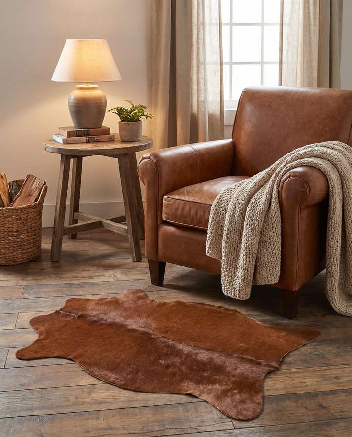 1' 8 x 2' 7 Cowhide Leather Rug