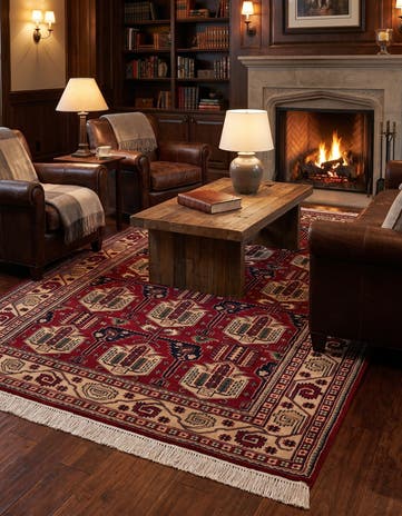 4' 1 x 7' 1 Hand Knotted Kazak Oriental Wool Rug