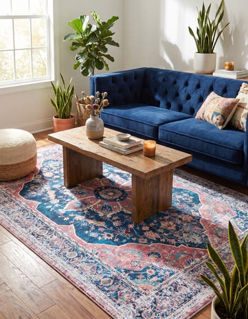 Navy Blue Washable Yara Rug