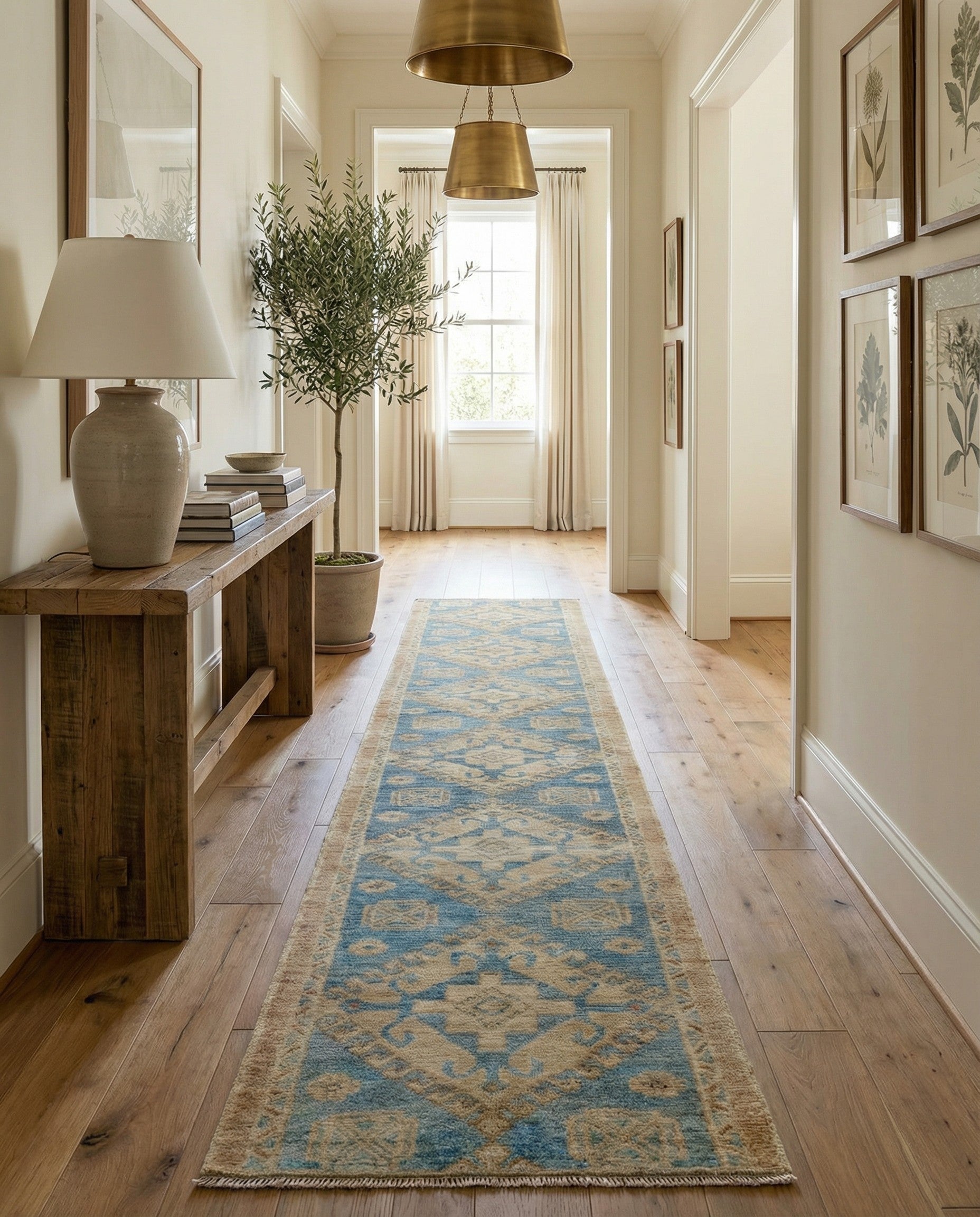 1' 10 x 11' 9 Hand Knotted Oushak Wool Runner Rug