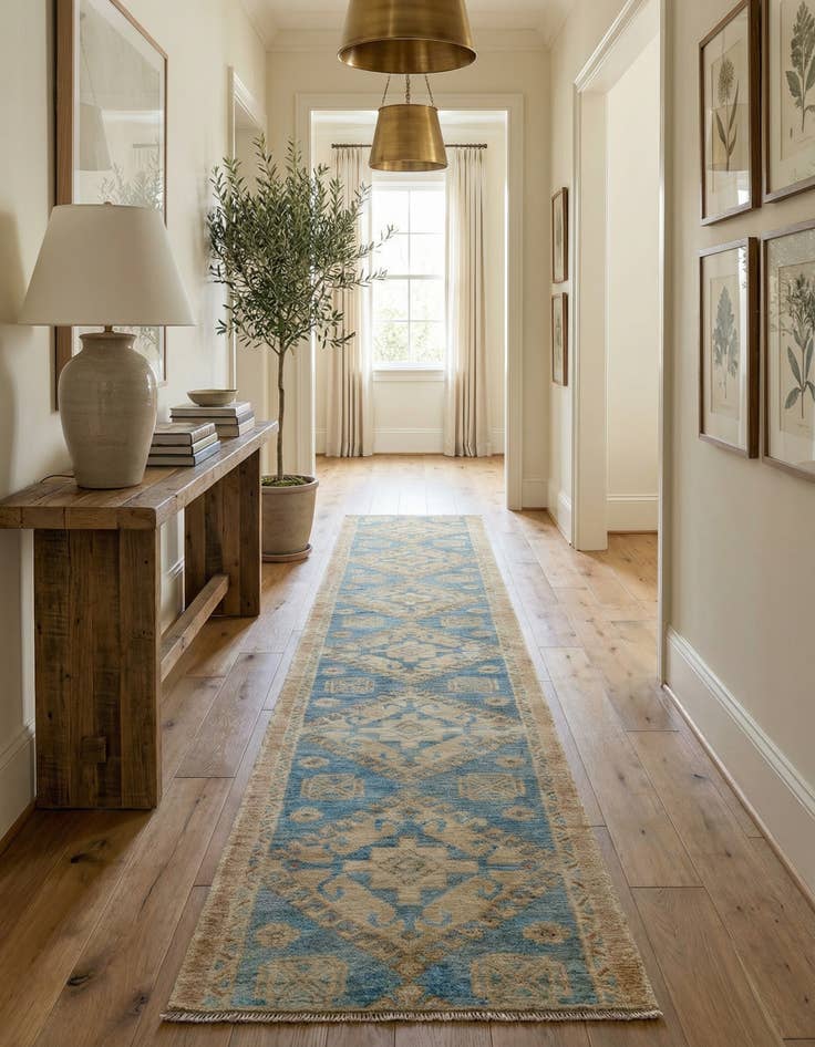 Detail image of 1' 10 x 11' 9 Hand Knotted Oushak Wool Runner Rug