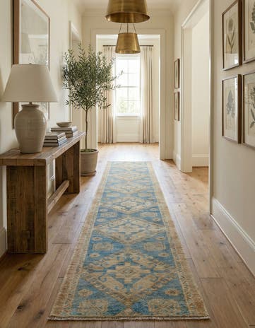 1' 10 x 11' 9 Hand Knotted Oushak Wool Runner Rug