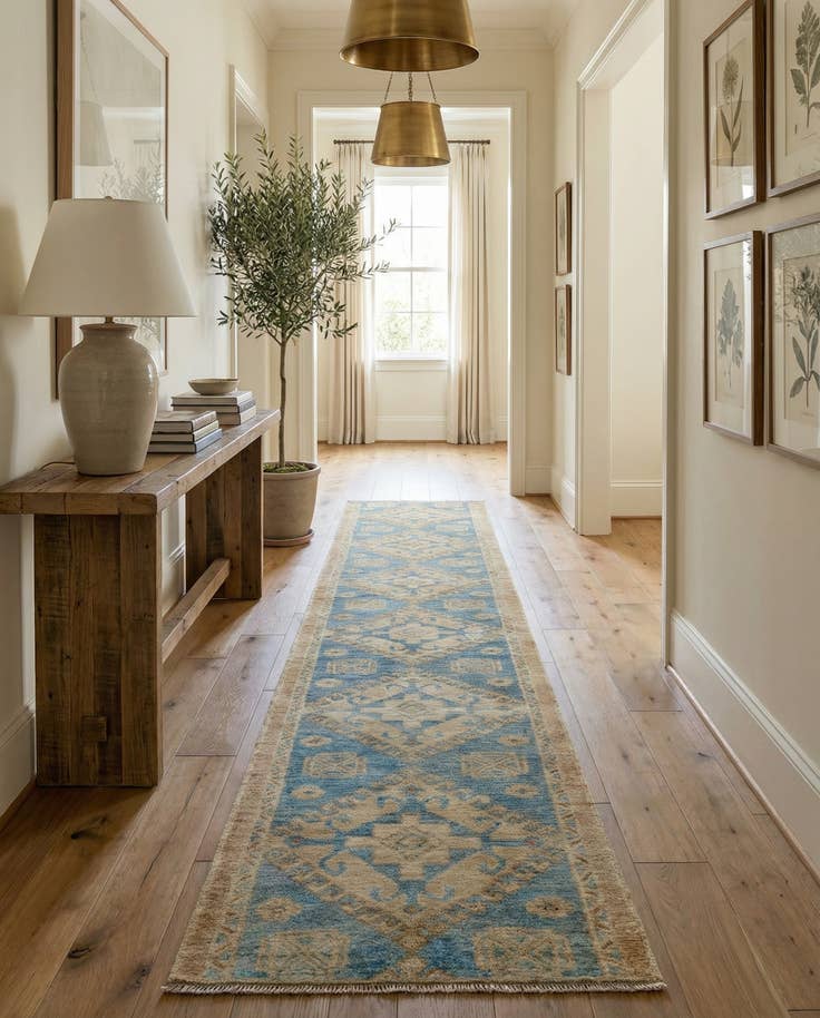 Detail image of 1' 10 x 11' 9 Hand Knotted Oushak Wool Runner Rug