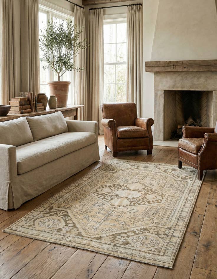 Detail image of 3' 9 x 6' 1 Hand Knotted Oushak Wool Rug