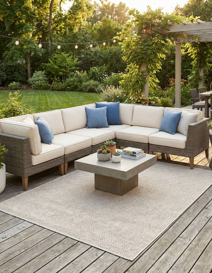 Detail image of 7' 10 x 10' Washable Lattice Indoor / Outdoor Rug