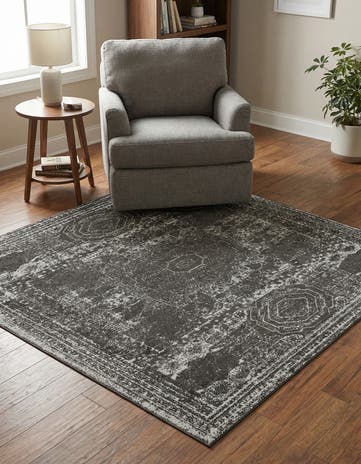 Dark Gray Bexley Square Rug