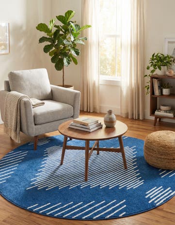 Navy Blue Kai Round Rug