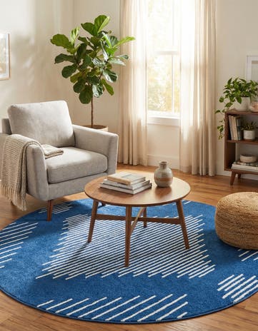 Navy Blue Kai Round Rug