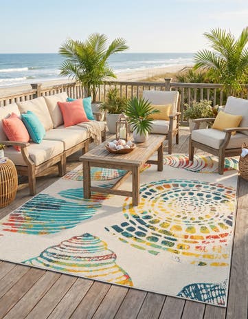 Easy-Clean Coastal Indoor / Outdoor Rug