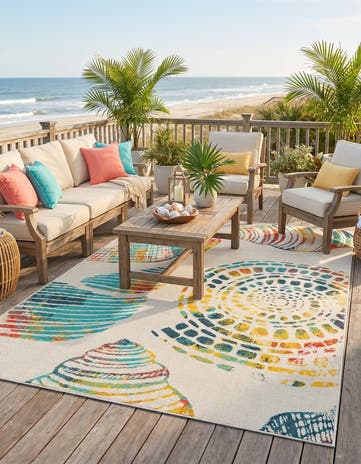 Easy-Clean Coastal Indoor / Outdoor Rug