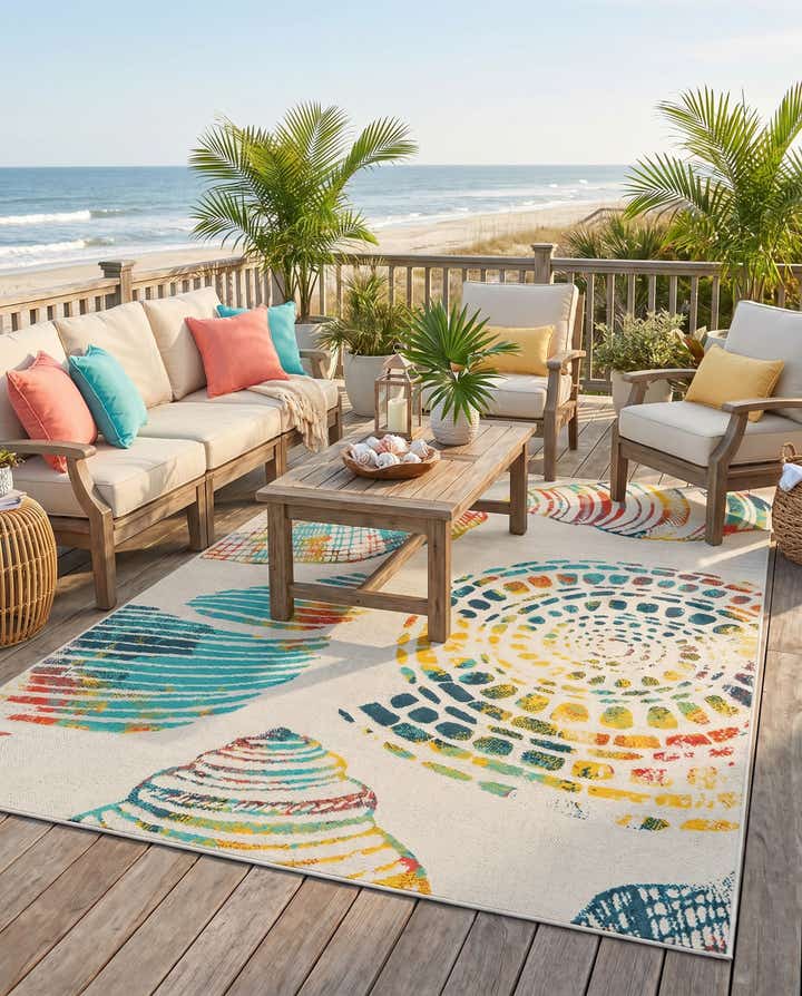 7' 10 x 10' Easy-Clean Coastal Indoor / Outdoor Rug