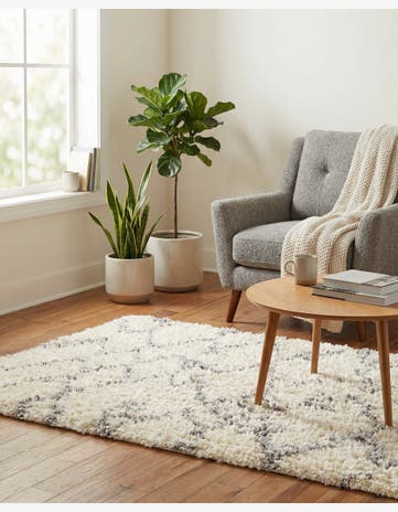 Pearl and Gray Infinity Shag Rug